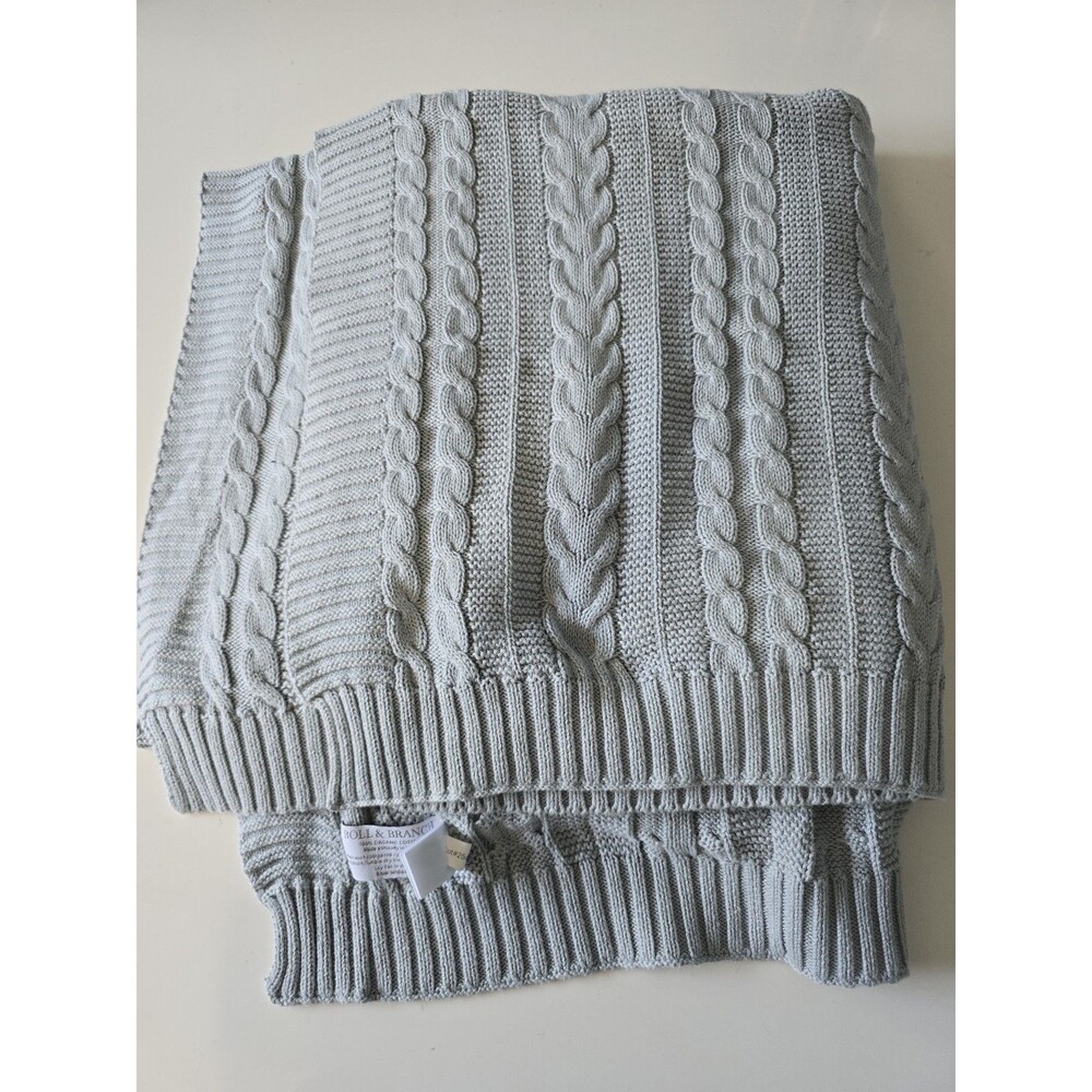 Boll & Branch Shore Throw Blanket Cable Knit 100% Organic Cotton 72"X 60"